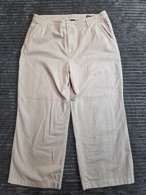 Womem's Beige Wide Leg Khaki Pants